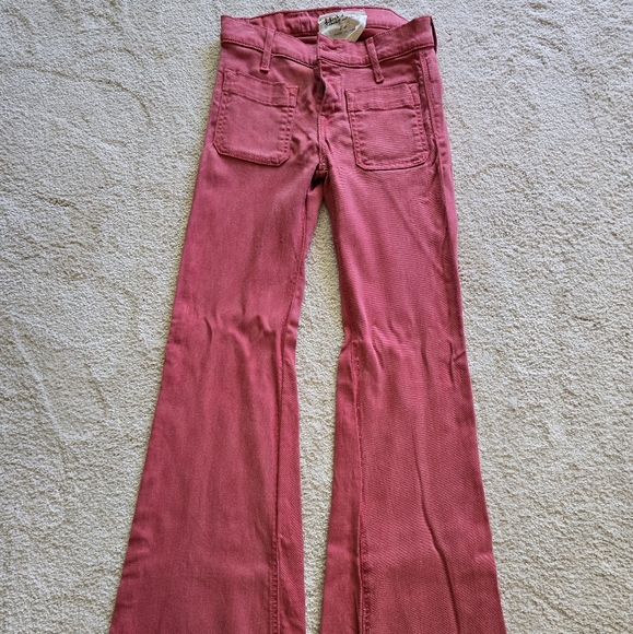 ELIZABETH & JAMES TEXTILE Morrison Stretch Flare Vintage Wash Red Jeans 24 - Picture 1 of 4